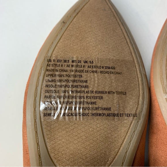 American Eagle Suede Pointed Toe Lace Up Ballet Flats Size 8 NWT Rose - Picture 14 of 14